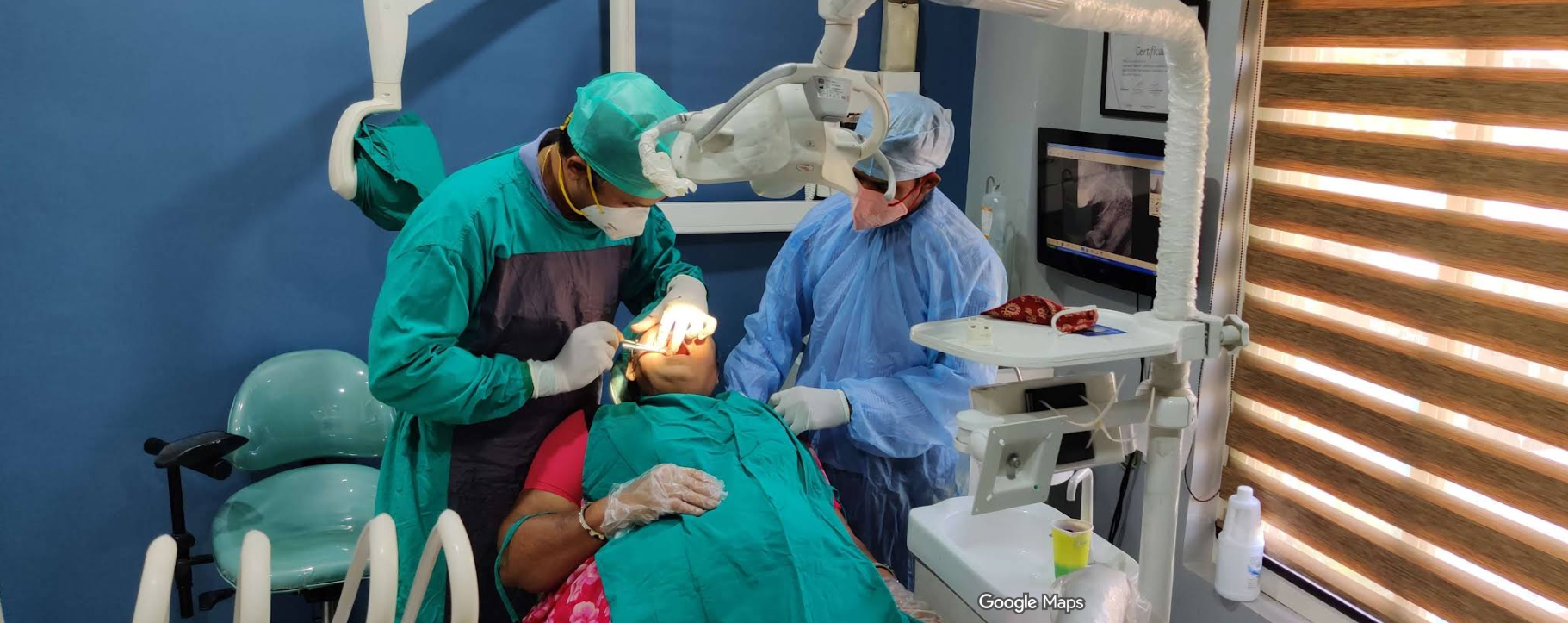 Smiling patient with dentist